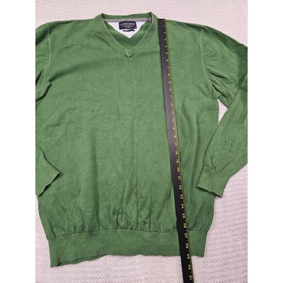Casa Moda Sweater Mens XL Green Vneck Pima Cotton - Picture 2 of 7